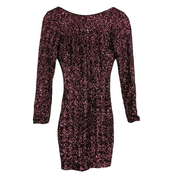 Dress the Population Sequins Mini Bodycon Open Back Dress Maroon Red - XS - Picture 1 of 9